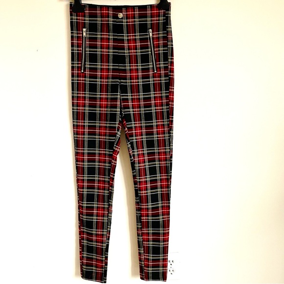Zara Plaid Skinny Ankle Pants With Zipper Detail Size S EUC - Picture 4 of 10